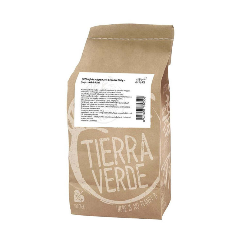 Tierra Verde – Mýdlo Aleppo 5 %, 6 ks 190g mýdel bezobal