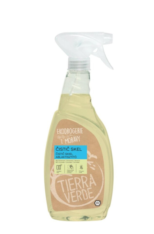 TIERRA VERDE Čistič skel s BIO pomerančovou a citronelovou silicí Objem: 750 ml