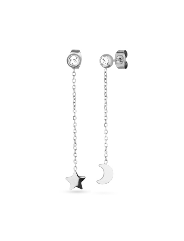 Vuch Dlouhé asymetrické ocelové naušnice Infinity Silver