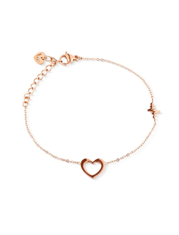 Vuch Náramek s motivem srdce a tepu Glimmer Rose Gold