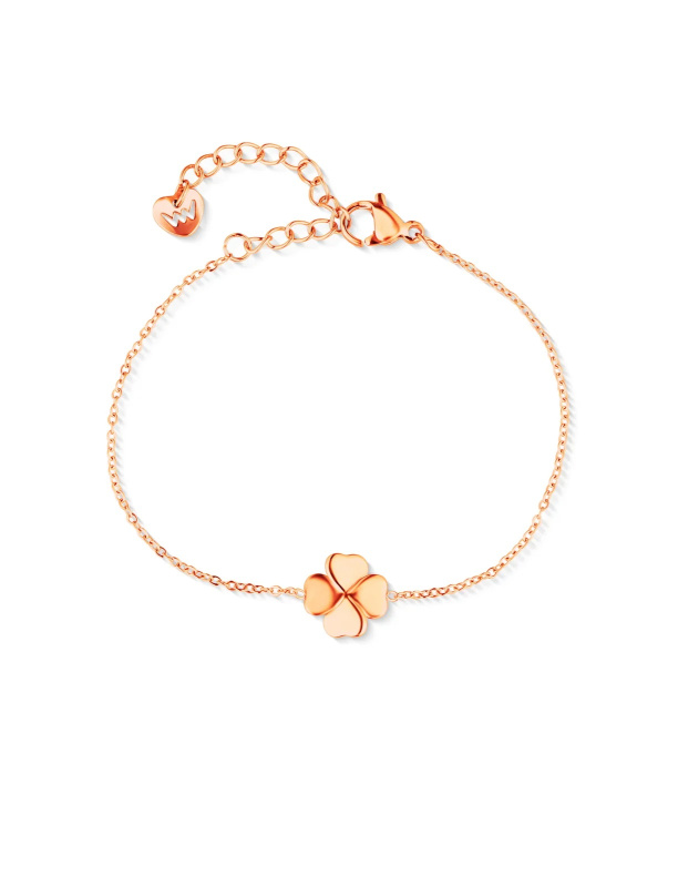 Vuch Slušivý pozlacený náramek Čtyřlístek Fouria Rose Gold