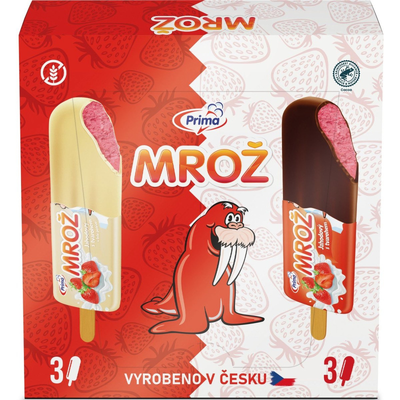 Mrož jahodový tvarohový v polevě multipack 6×45 ml