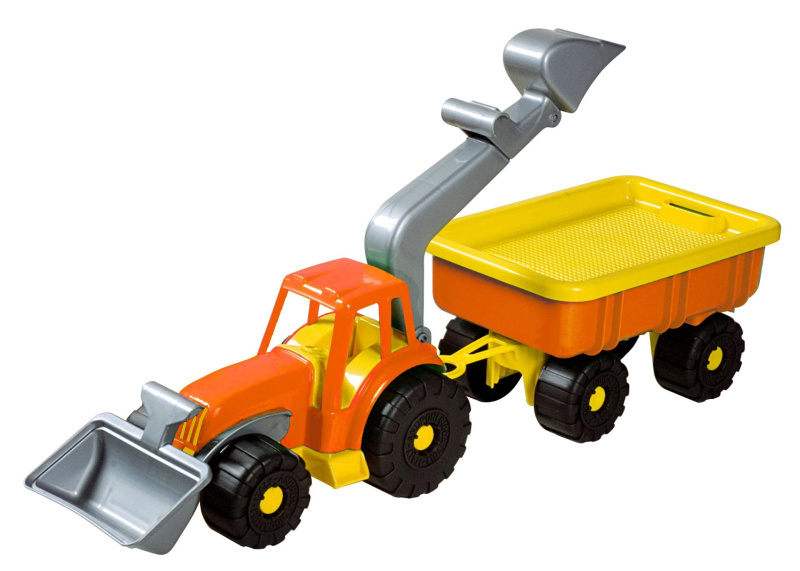 Androni Traktorový nakladač s vlekem Power Worker délka 58 cm – Oranžový