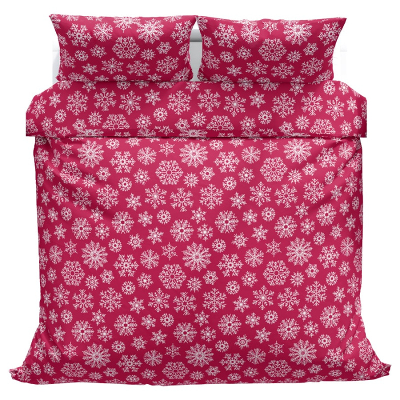 Povlečeme vše Bavlněné povlečení Vločky červené 140x200, 70x90 cm