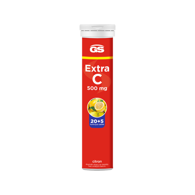 GS Extra C 500 mg citron 20 + 5 šumivých tablet