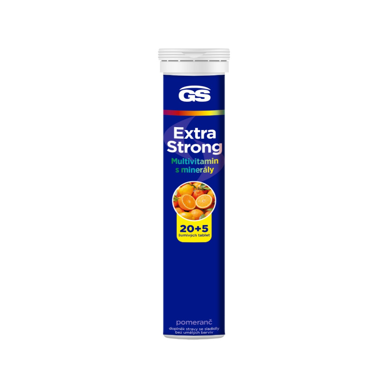 GS Extra strong multivitamín s minerály pomeranč 25 šumivých tablet