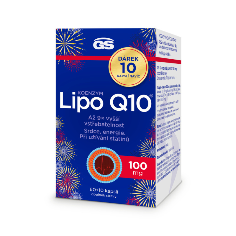 GS Koenzym lipo Q10 100 mg 60 + 10 kapslí NAVÍC