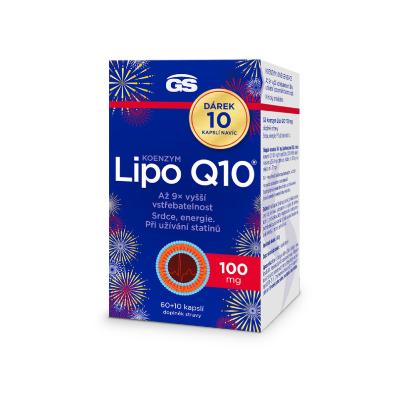 GS Koenzym lipo Q10 100 mg 60 + 10 kapslí NAVÍC