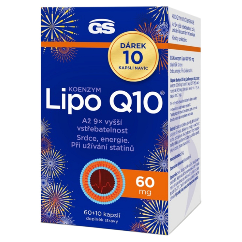 GS Koenzym lipo Q10 60 mg 60 + 10 kapslí NAVÍC