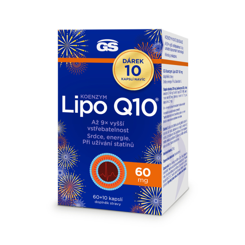 GS Koenzym lipo Q10 60 mg 60 + 10 kapslí NAVÍC