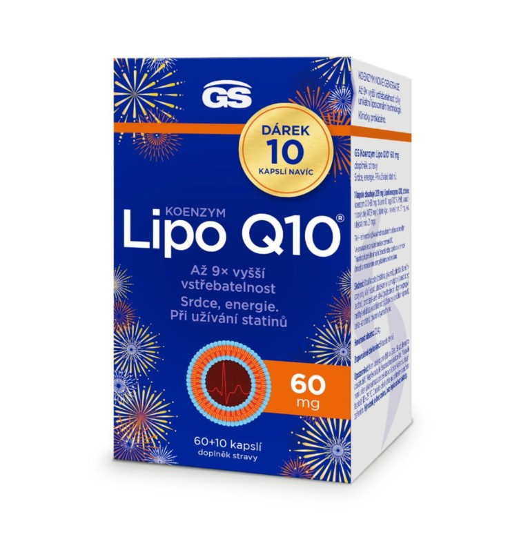 GS Koenzym lipo Q10 60 mg 60 + 10 kapslí NAVÍC
