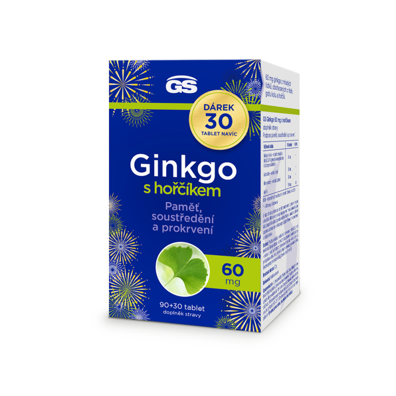 GS Ginkgo 60 mg s hořčíkem 90 + 30 tablet NAVÍC