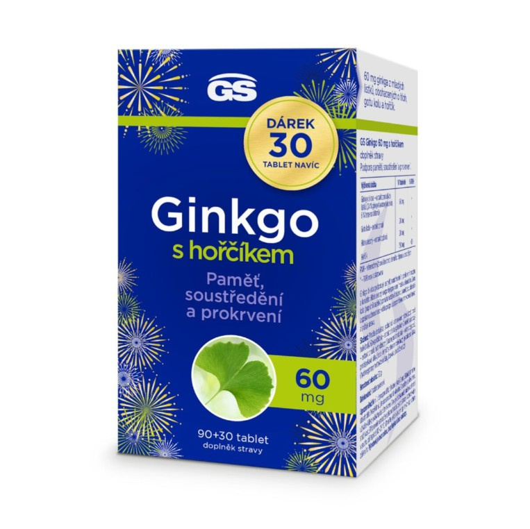 GS Ginkgo 60 mg s hořčíkem 90 + 30 tablet NAVÍC