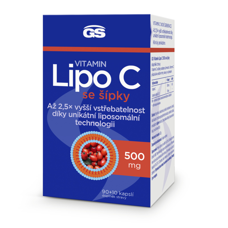 GS Vitamin Lipo C 500 mg se šípky 90+10 kapslí