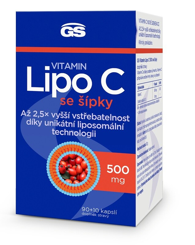 GS Vitamin Lipo C 500 mg se šípky 90+10 kapslí