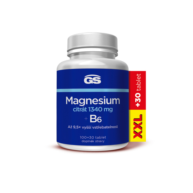 GS Magnesium citrát 1340 mg B6 XXL 100 + 30 tablet