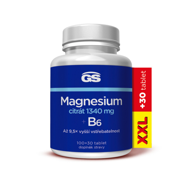 GS Magnesium citrát 1340 mg B6 XXL 100 + 30 tablet