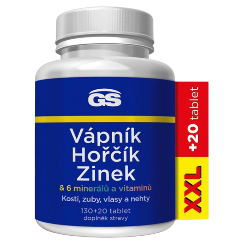 GS Vápník hořčík zinek XXL 130 + 20 tablet