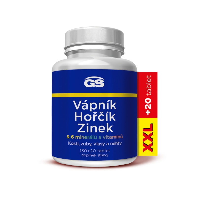 GS Vápník hořčík zinek XXL 130 + 20 tablet