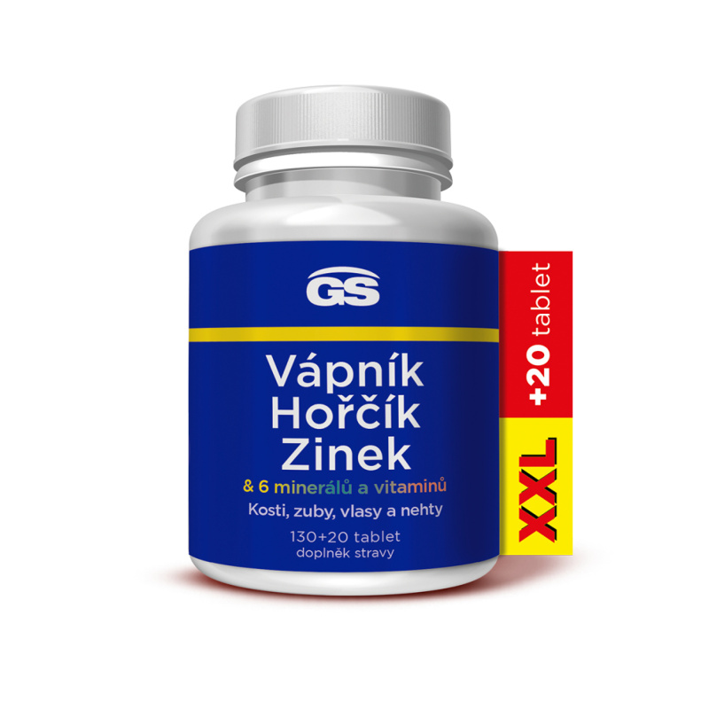 GS Vápník hořčík zinek XXL 130 + 20 tablet