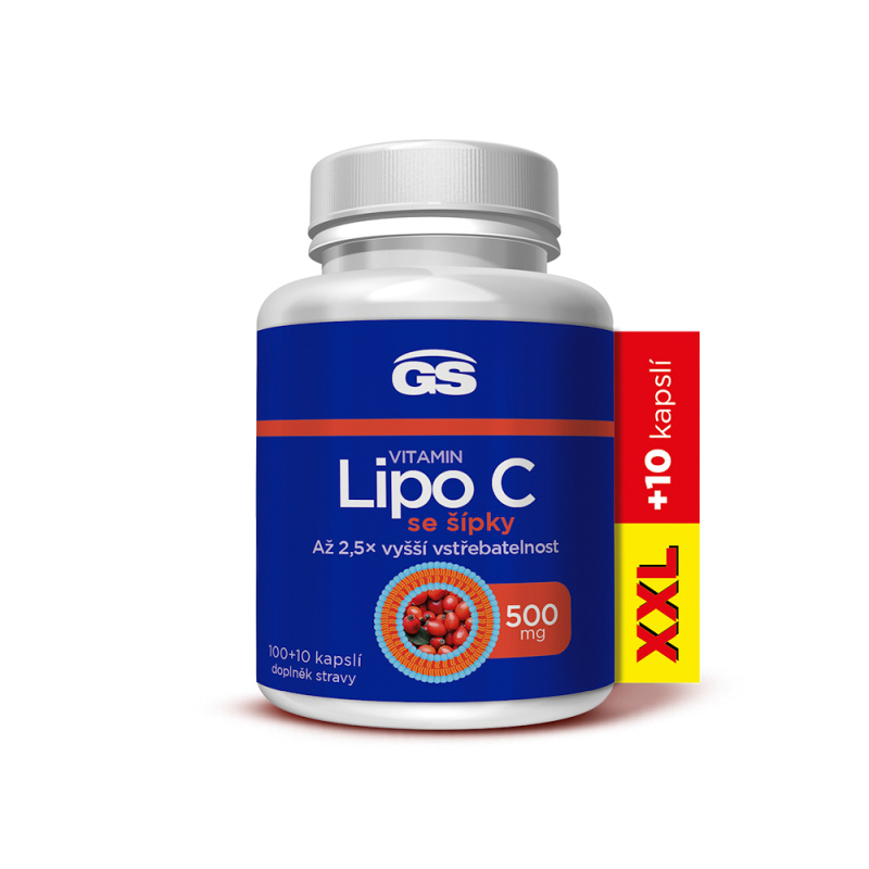 GS Vitamin Lipo C 500 mg se šípky XXL 100 + 10 kapslí