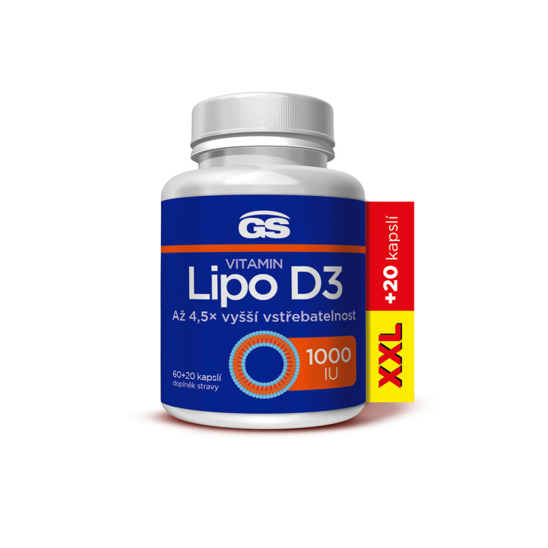 GS Vitamin Lipo D3 1000 IU XXL 60 + 20 kapslí