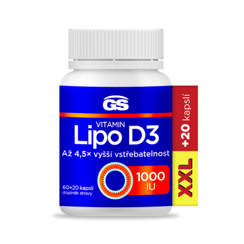 GS Vitamin Lipo D3 1000 IU XXL 60 + 20 kapslí