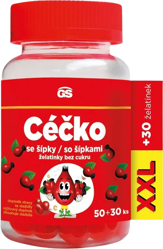 GS CÉČKO se šípky želatinky bez cukru XXL 50 + 30 kusů