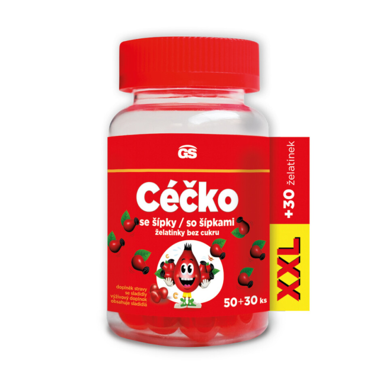 GS CÉČKO se šípky želatinky bez cukru XXL 50 + 30 kusů