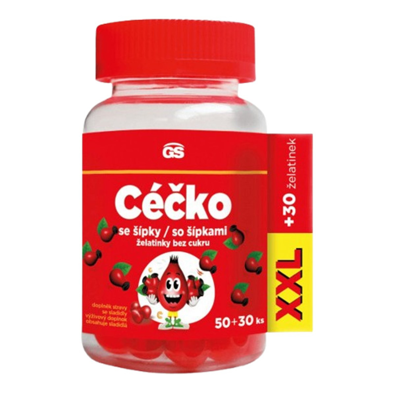 GS CÉČKO se šípky želatinky bez cukru XXL 50 + 30 kusů