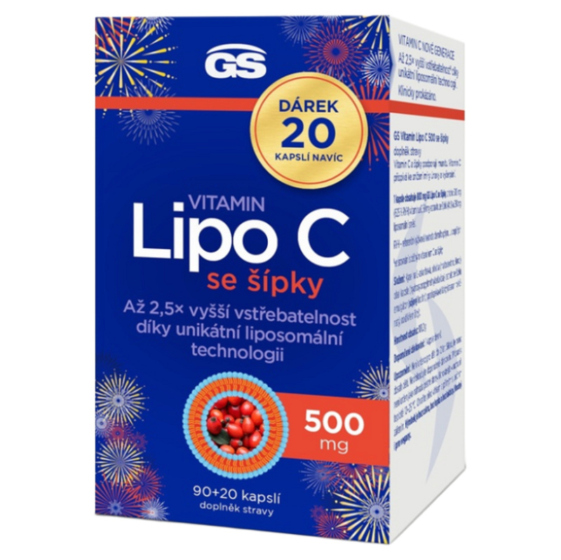 GS Vitamin Lipo C 500 mg se šípky 90+20 kapslí NAVÍC