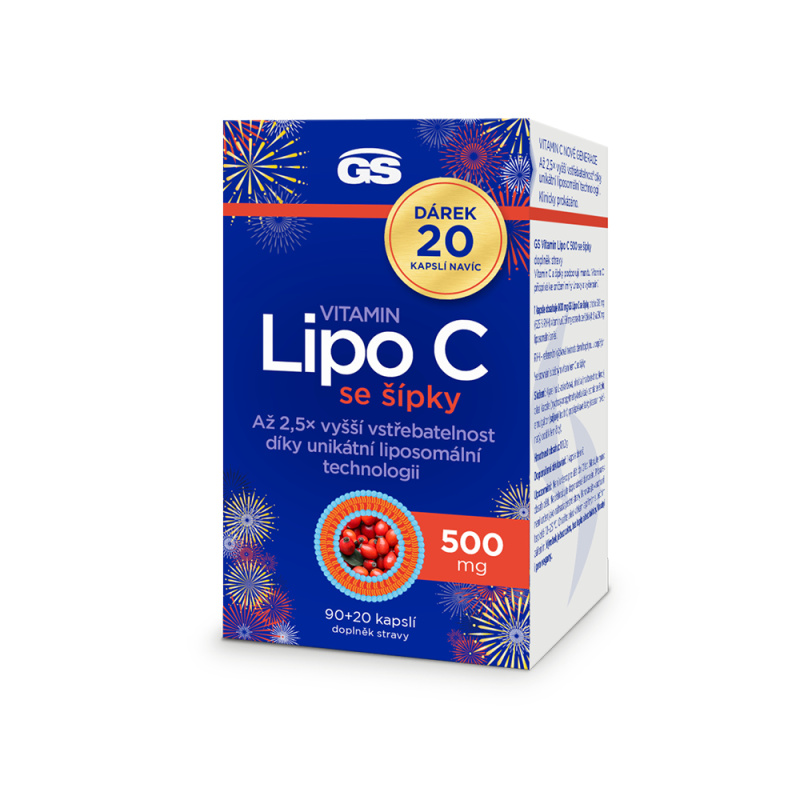 GS Vitamin Lipo C 500 mg se šípky 90+20 kapslí NAVÍC