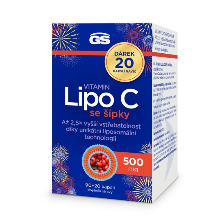 GS Vitamin Lipo C 500 mg se šípky 90+20 kapslí NAVÍC