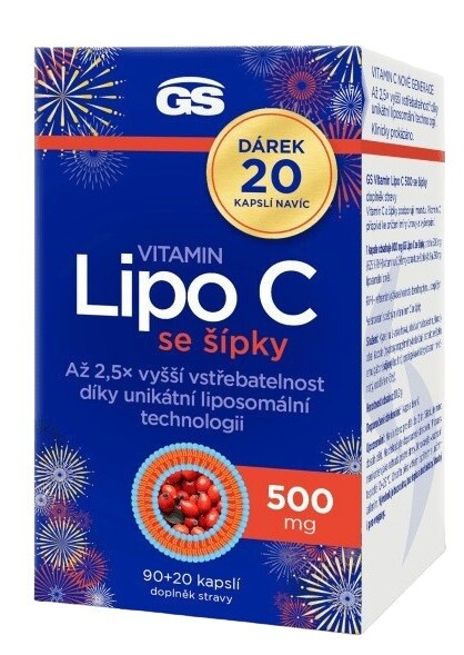 GS Vitamin Lipo C 500 mg se šípky 90+20 kapslí NAVÍC