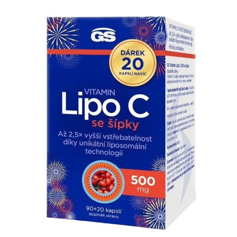 GS Vitamin Lipo C 500 mg se šípky 90+20 kapslí NAVÍC
