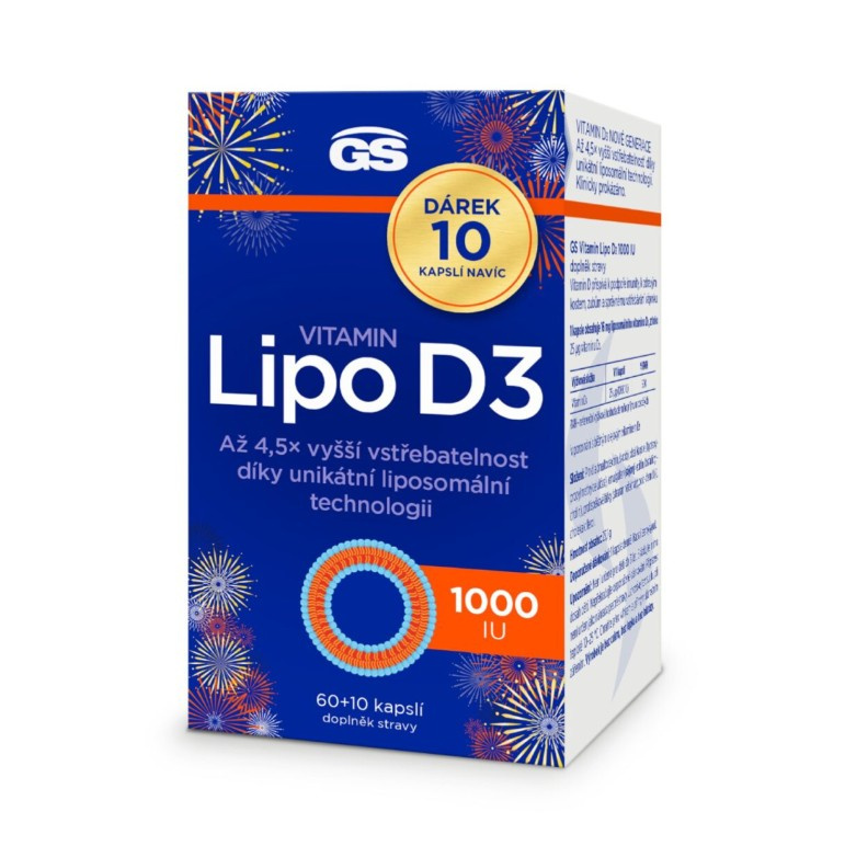 GS Vitamin Lipo D3, 1000 IU, 60+10 kapslí NAVÍC