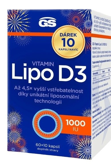 GS Vitamin Lipo D3, 1000 IU, 60+10 kapslí NAVÍC