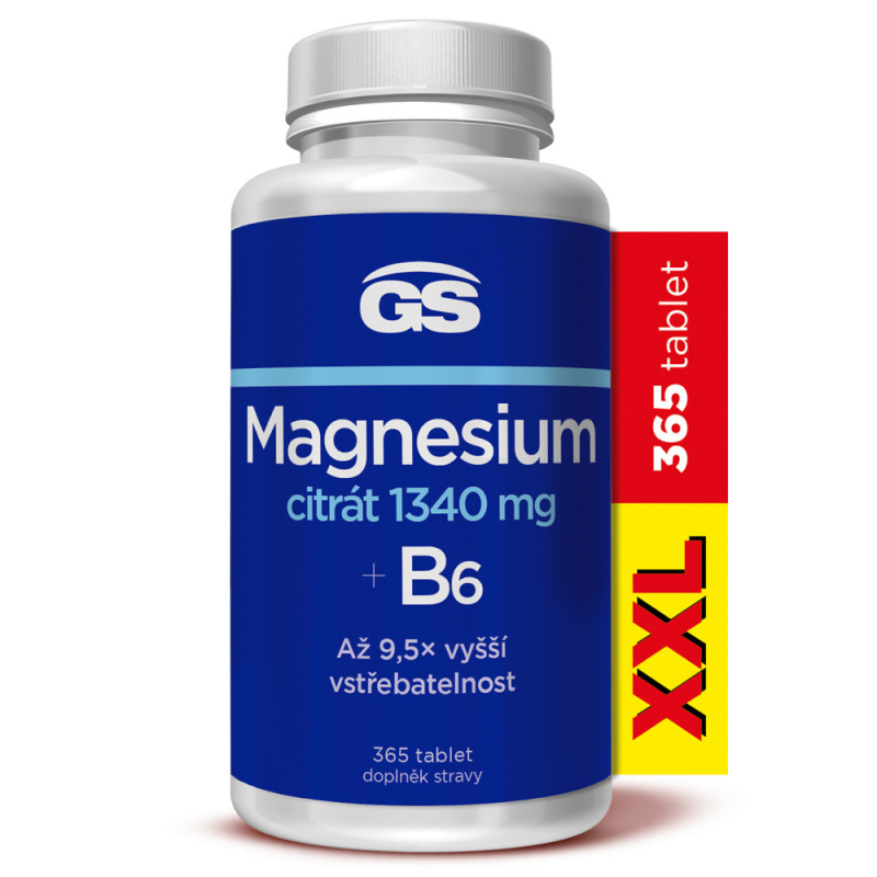 GS Magnesium citrát 1340 mg B6 XXL 365 tablet