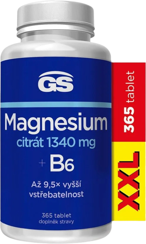 GS Magnesium citrát 1340 mg B6 XXL 365 tablet