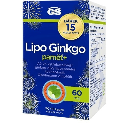 GS Lipo Ginkgo paměť+ 60mg cps.90+15 dárek
