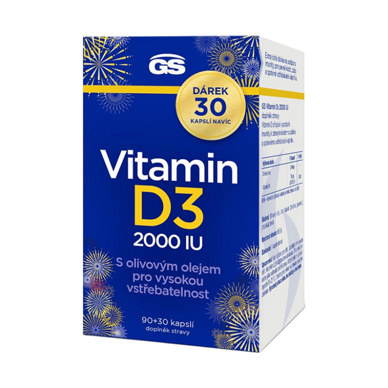 GS Vitamin D3 2000 IU 90 + 30 kapslí + NAVÍC