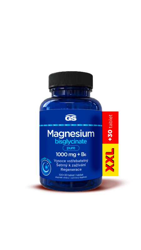 GS Magnesium bisglyc.pure 1000mg+B6 tbl.100+30 XXL