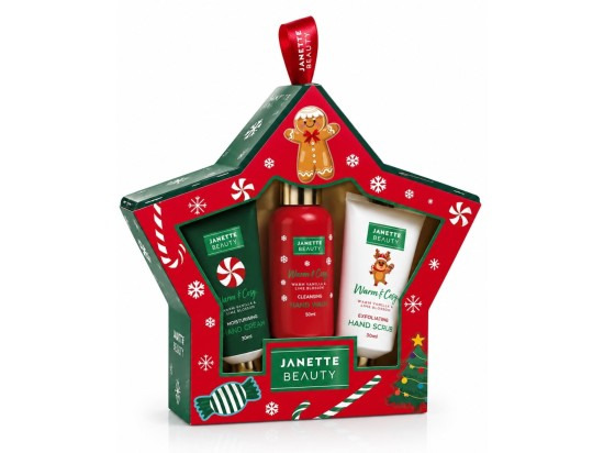 JANETTE BEAUTY XMAS dárková sada pro ženy – mýdlo na ruce 50 ml, peeling 30 ml a krém 30 ml