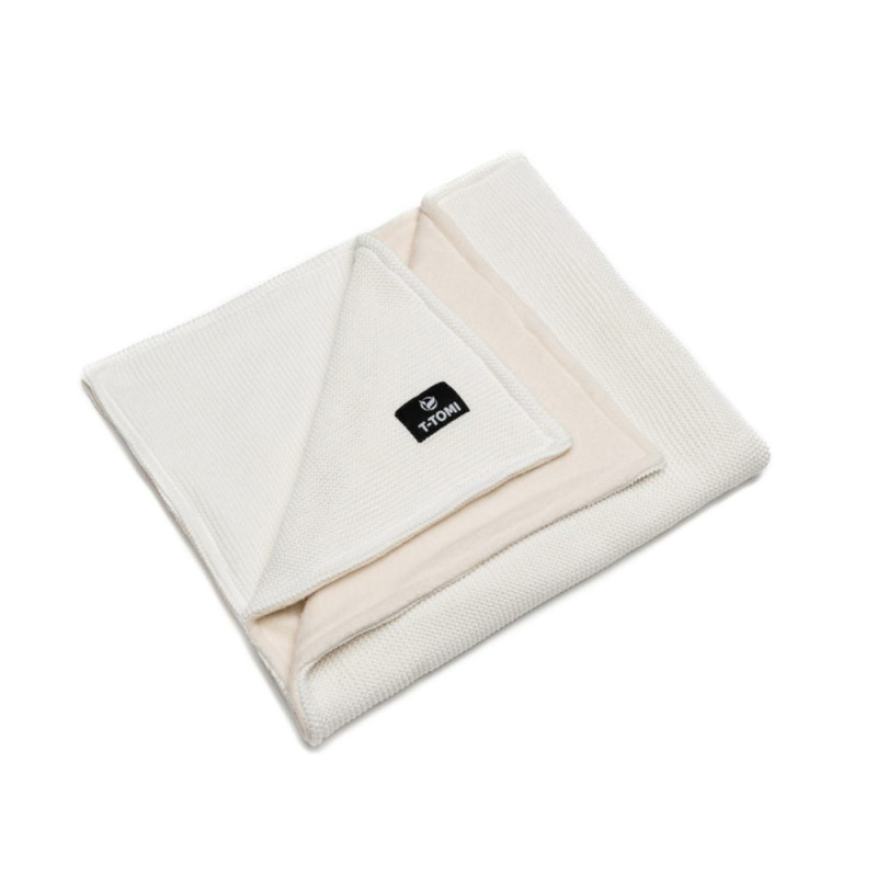 T-TOMI Pletená deka WARM White waves, bílá 80 x 100 cm