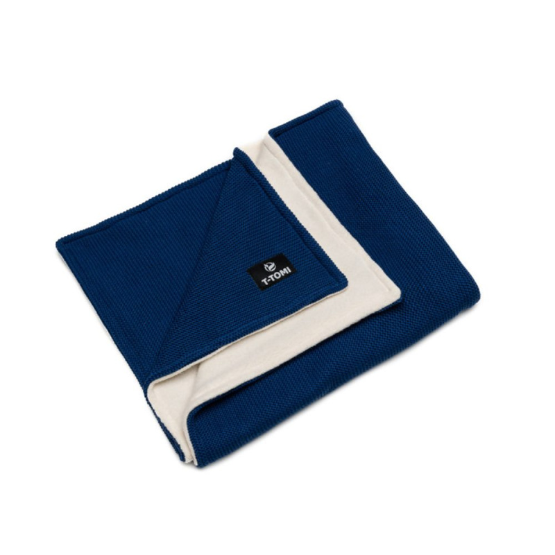 T-TOMI Pletená deka WARM Dark blue waves, modrá 80 x 100 cm