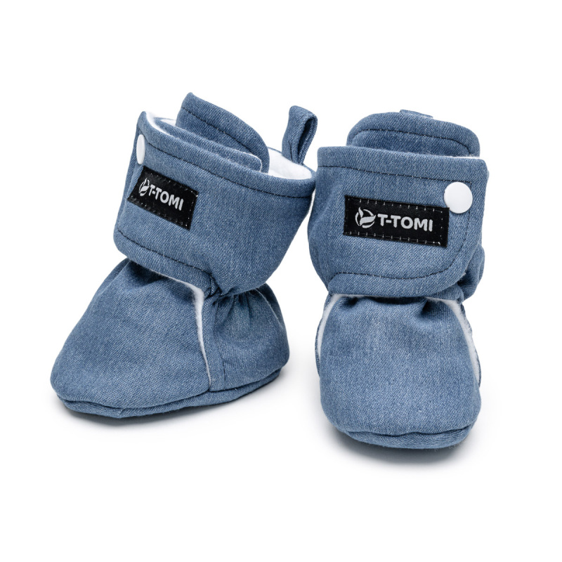 T-TOMI Capáčky Washed DENIM (0-3 měsíce)