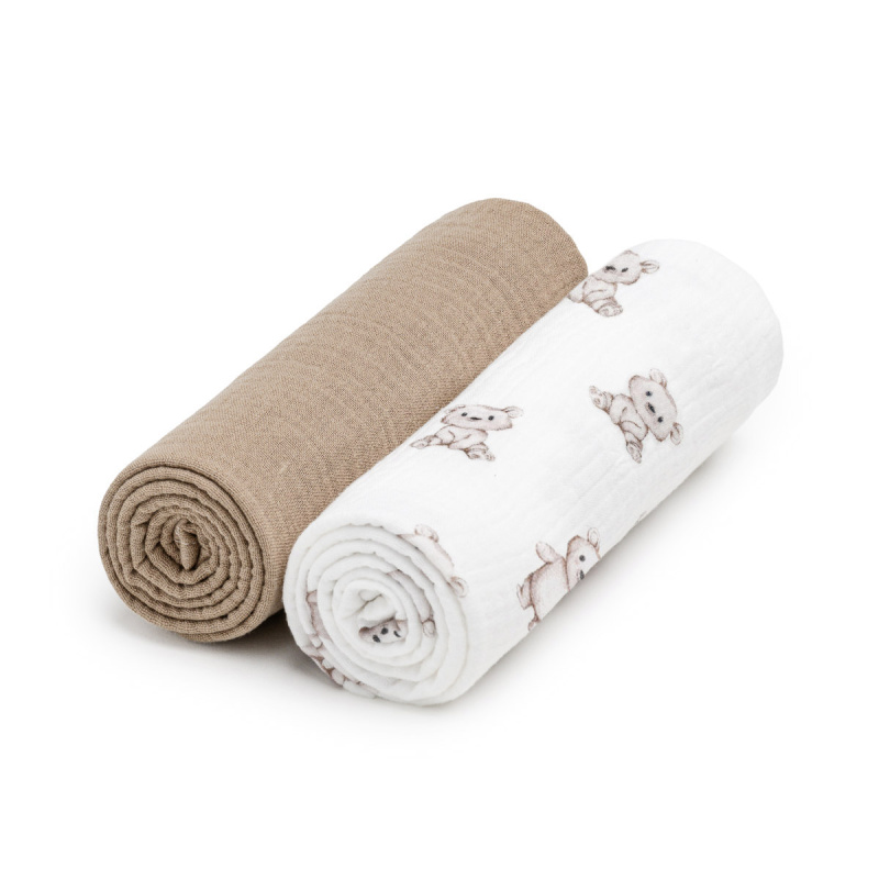 T-TOMI BIO Muslin Diapers látkové pleny Teddy 65x65 cm 2 ks
