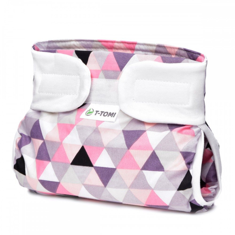 T-Tomi Ortopedické abdukční kalhotky suchý zip - pink triangles 5 - 9 kg
