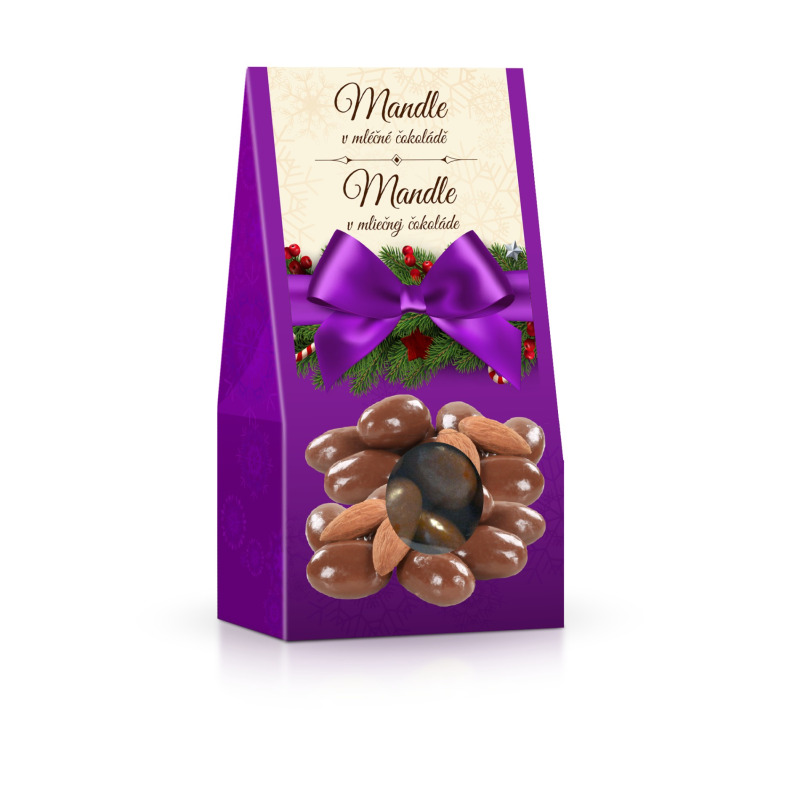 Vánoční mandle v mléčné čokoládě, 150 g