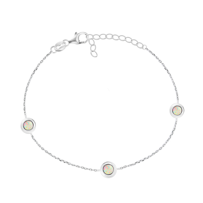 Brilio Silver Půvabný stříbrný náramek se syntetickými opály BRC40W
